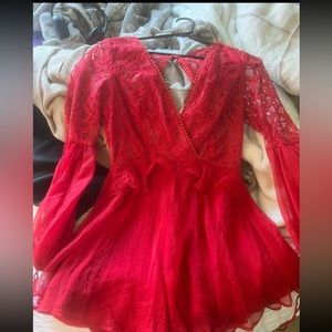 Hello Molly red romper long sleeve